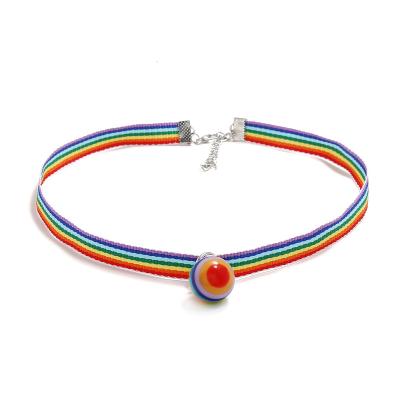 China Fashionable colorful simple personality choker rainbow rainbow pendant necklace for sale