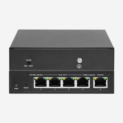 中国 5 RJ45 ポート 管理されていない PoE スイッチ ポート トランキング 4 802.3at/Af 標準 POE ポート 販売のため
