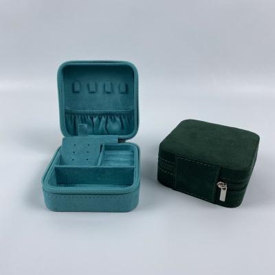 China New Amazon Velvet Jewelry Box Small Travel Necklace Storage Lady Jewelry Box Earring Ring Necklace Jewelry Storage Box for sale