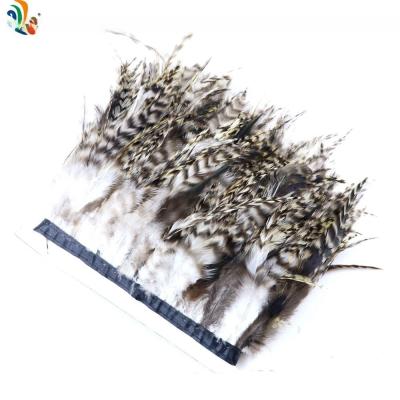 China Frango 10-15 cm Hackle Saddle Feather Fringe Trim com fita sintética de fita à venda