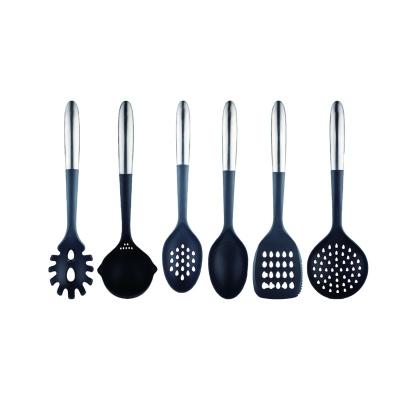 China 2021 Viable New Stainless Steel and Silicone Kitchen Tools Instruments Cookware Serving Spoon Soup Pocket Spoon Turner for sale