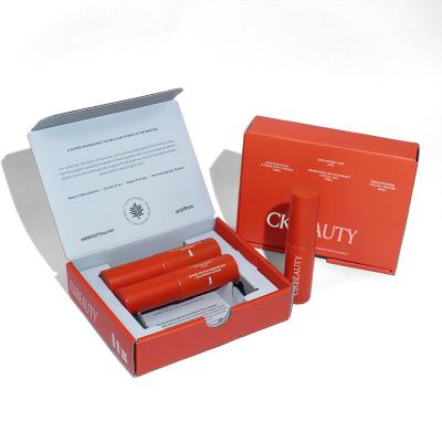 China Custom Lip Stick Empty Boxes Fashion Desigh Orange Magnetic Paper Box From Packaging Manufacturer for sale