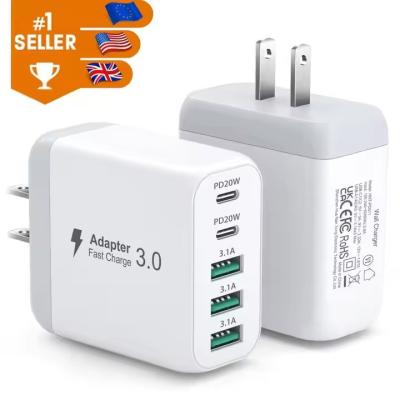Китай USB настенное зарядное устройство 50 Вт Быстрое зарядное устройство USB C 2USB C+3USB портативный адаптер питания типа C PD Cargadores Para Celular продается