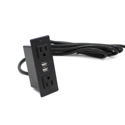 China Residential / Multi-Purpose Cheap Dual USB Power Strip Outlet Usa Sockets With 2 USB Ports Conference Table Power Outlet for sale