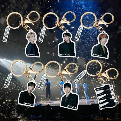 China Souvenir Wholesale Kpop Merch TXT Plastic Keychain Acrylic Key Chain for sale