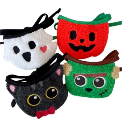 China Pet Accessories Holiday Halloween Stocked Series Set Embroidery Ghost Pumpkin Nap Pet Scarf Collar For Cute Dogs And Cats for sale