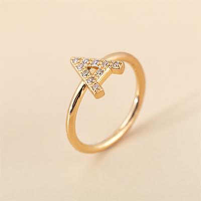 China 26 Initial Zircon Letter Rings Women CLASSIC Wholesale Jewelry Gold Plated Letter Rings for sale