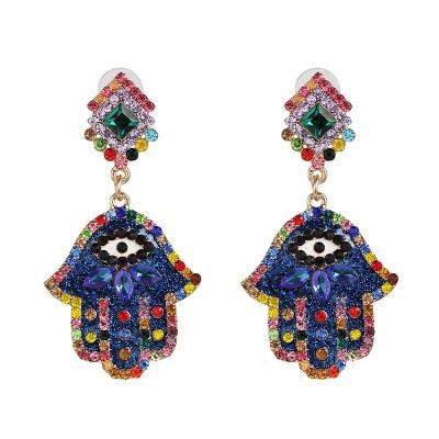 China 2021 New Wholesale Hot Selling Palm Eye Diamond Stud Earrings for sale
