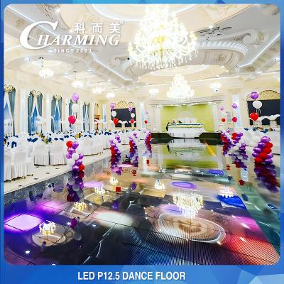China Temper Glass 40x40 LED-videovloer, praktische interactieve LED-dansvloer Te koop