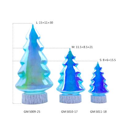 China 13 years factory direct wholasale and hand mini LED Christmas tree blown eco-friendly glass top for indoor home decor for sale