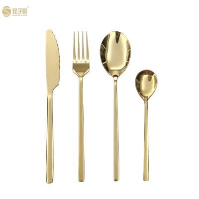 China Sustainable Luxury Rose Gold Flatware Forks Stainless Steel Cutlery Silverware Set for sale