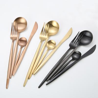 China Hot Sale 18/8 Stainless Steel 4pcs Gold Stocked Cutlery Set Portuguese Design Flatware For Wedding Party for sale