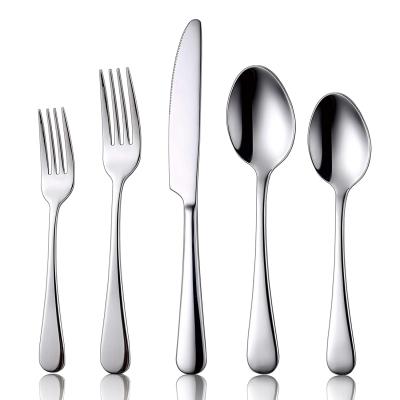 China Durable Smooth Easy Clean Silverware and Fork Set Stainless Steel Spoon Restaurant Flatware Silver Cutlery for sale