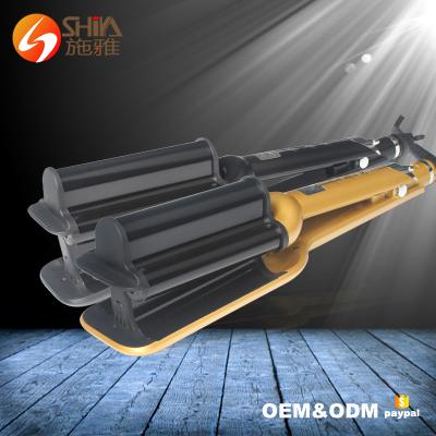 China New 3 Barrels Tourmaline PTC Professional Magic Hair Curler Quickly Heat Up Magic Hair Curler Salon Use for sale