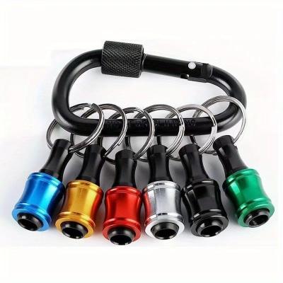 China Black Oxide Finish 6pcs Quick Release 1/4 Inch Hex Shank Screw Driver Bit Holder Keychain for sale