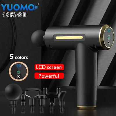 China Custom Portable Handheld Electric Body Massager Wireless Rechargeable Tissue Percussion Muscle Massager Deep Gun YUOMO for sale