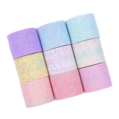 China 100% Polyester Mesh Roll Fabric Printing Tulle Roll Shrink-Resistant Colors DIY For Wedding Decoration Ribbon for sale