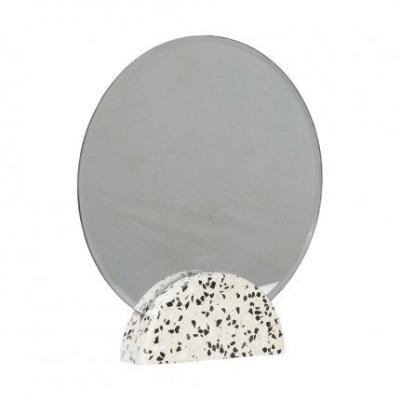 China Modern Popular Design Style Concise Round Shape Rectangular Shape Home Decor Terrazzo Floor Stand Mirror for sale