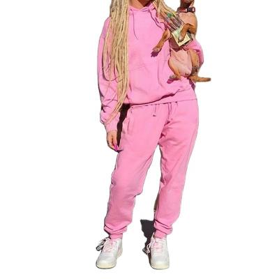 China Newest Breathable Sweatsuit Two Piece Set Solid Sweatpants Sets Fashion Hoodie Tracksuit Women Winter Training Sets for sale