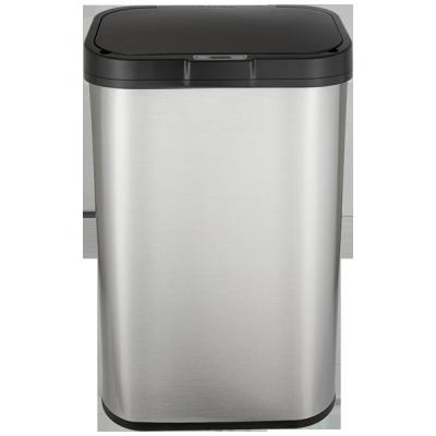 China Eco-friendly New Arrive 430 Stainless Steel Household Rectangular Silver Black Indoor Sensor Bin Intelligent Waste Bin for sale