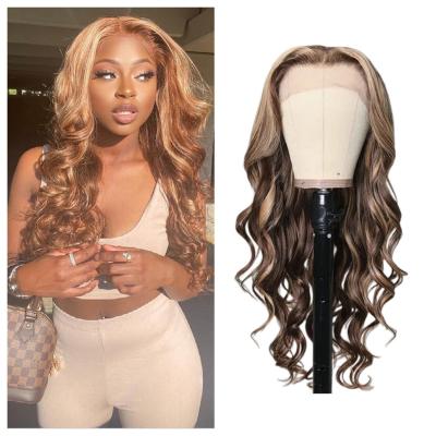 China Body Wave high quality perruques-naturel cheveux humain luxury party honey brown pre pluck cuticle aligned lace frontal wig for sale