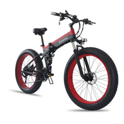 China Keteles K8 48V 350W 13AH Fat Tire 26x4.0 Tire 26x4.0 Fat Alloy Folding E-bike 7-Speed Motor 13AH Motor 350W Lithium Battery Aluminum Electric Bicycle for sale