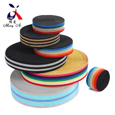 China Elastic Grandwell custom gold thread black elastic band for underwear waistband and stretch elastic band for sale