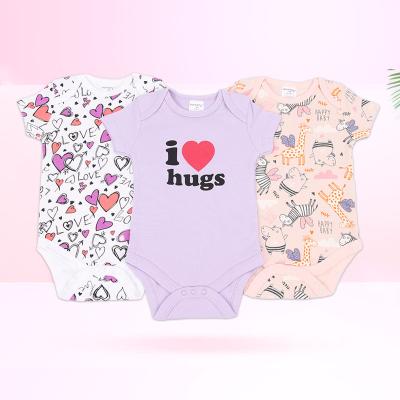 China Breathble Baby Summer Comfortable Wholesale Shorts Sleeve Clothes Newborn Jumpsuit Sets Including 3 Pcs Rompers for sale
