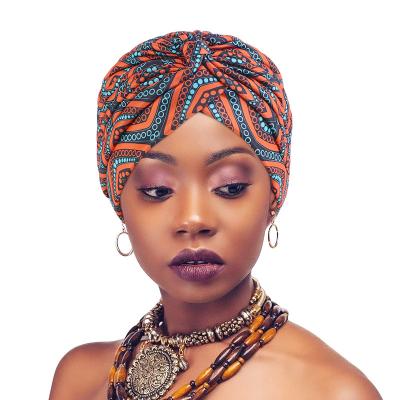 China Decorate 2022 African Turban Muslim Headwrap Polyester Hijab Female Knitting Printing Turban For Women for sale