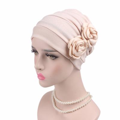 China Decorate 2022 New Arrive Wholesale Arab Women Floral Hat Scarf Hat Cotton Hijab Turban Headwear Cowl Hat for sale