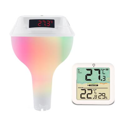 China Smart Solar Floating Pool Thermometer met RGB-lichten en draadloze ontvanger Te koop
