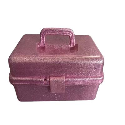 China Sustainable Portable Save storage space new pp multi-function nail art Foldable all glitter plastic storage box with handles for sale