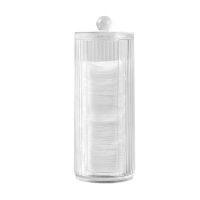 China Stocked Dust proof Transparent cotton pads dispenser plastic storage containers with lids for sale