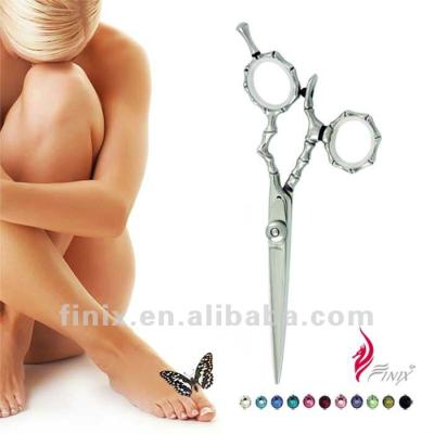 China Ergonomic Hairdressing Scissors Stainless Steel Swivel Thumb Ring Bamboo Style Handle Hairdressing Scissors (Haar Scheren) for sale