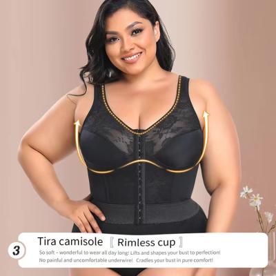 China Breathable Sexy Lace Big Cup Bra Set Front Breast Big Cup Thin Bra Set Bodysuit Long Slimming Body Shaper Bra Women Underwear for sale