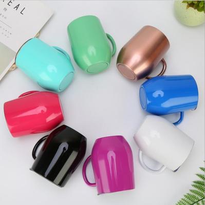 China 12OZ 350ml Double Wall Stainless Steel Coffee Mug Sustainable Egg Shape Tumbler With Handle for sale