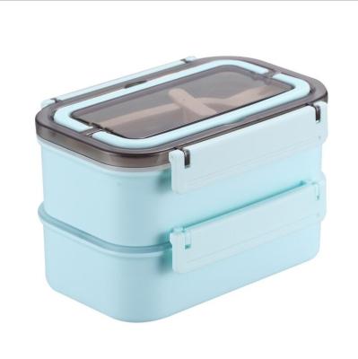 China Freshness Preservation 2 Plastic Layers And 304 Stainless Steel Lunch Box Custom Logo for sale
