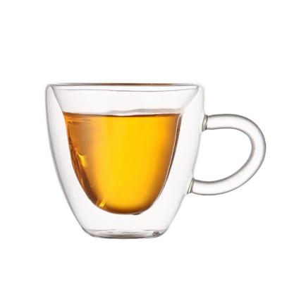 China Reusable Double Wall Borosilicate Heart Shape Heart Shape Gifts Valentine's Day Glass Coffee Mugs for sale