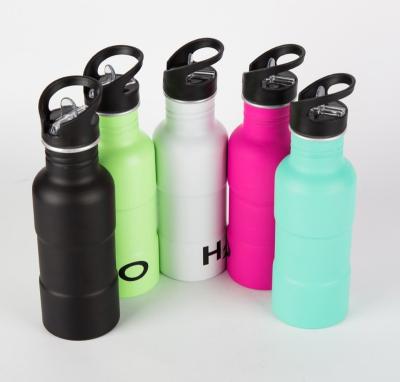 China Sustainable 600ML Big Mouth Bike Aluminum Water Bottle With Straw Metal Stainless Steel for sale