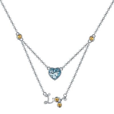China 12 CLASSIC Female Heart Shape Moissanite Crystal Choker Necklaces Women Jewelry Zircon Zodiac Sign Necklace 925 Silver Elegant Gift for sale