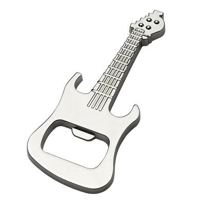 China Viable Wholesale Creative Guitar Shaped Kitchen Bar KTV Metal Beer Bottle Opener Can Opener Tool for Decoration and Souvenir for sale