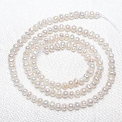China Natural White Cultured Freshwater Pearl Round Freshwater Pearl Beads 3-4mm Hole: 0.8mm Sold Per 15 Inch Strand 652809 for sale