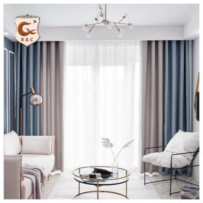 China Blackout Plain Curtains Imitation Plaid Cotton And Modern Minimalist Blackout Curtain High Pure Color Fabric Canvas For Bedroom Living for sale