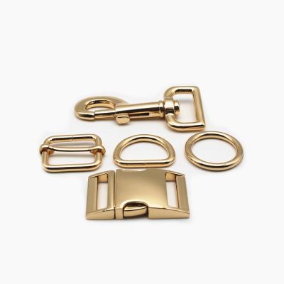 China Durable Pet Hardware Buckle Sets Lightweight Gold Metal Quick Release Swivel Adjustable Buckles Wholesale for sale