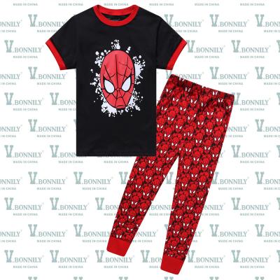 China Kids 100% Cotton Breathable Organic 2pcs Pajamas Set Print Sleepwear For Kids Nightgowns Kids Short Sleeve Pajamas Set for sale