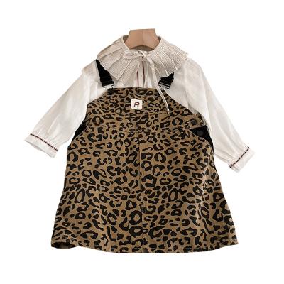 China Breathable girls spring and autumn new Korean version of the leopard print dress blouse dress high-grade dress three-piece set for sale