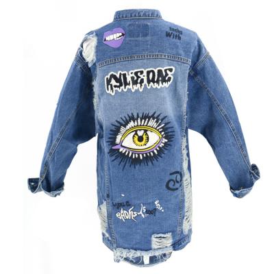China Breathable Wish Amazon Manufacturers Cowgirl Coat Jeans Women Border Ripped Lady Coat Jeans for sale