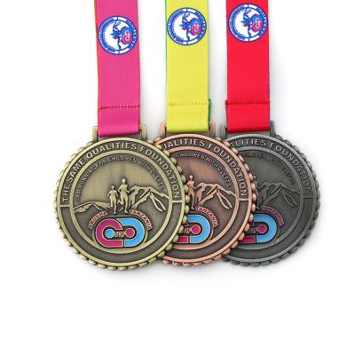 China China Custom Logo Sports Metal Medals Gold Medal / Swimming Silver Bronze Running Medallion for sale