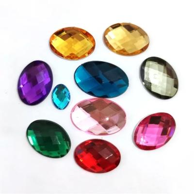 China Flatback Glue On High Quality Crystal Rhinestone Gemstone Glass Gems Oval Flatback Rhinestones For Clothing Embellishments for sale