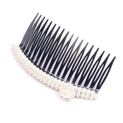 China Stylish High End 3 Rows Beads Big Size Combs For Women Resin Teeth Wide Hair To Comb Fashion Acrylic Jewelry for sale